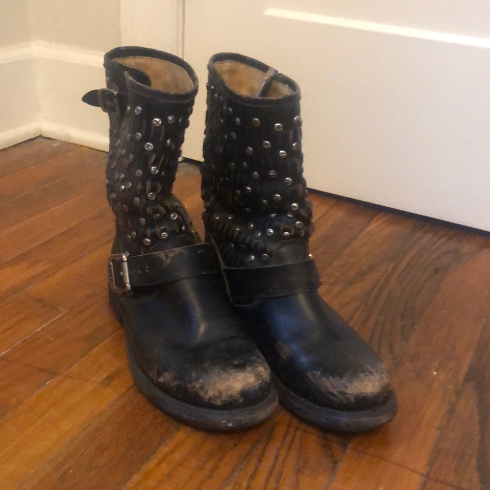 Frye Jenna Distressed Cut Stud Short Boot